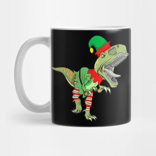 Dinosaur In Elf Costume Christmas Mug